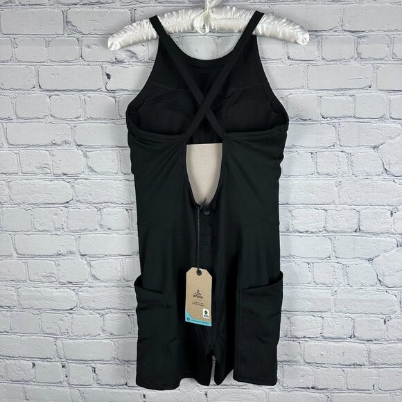 prAna Women's Becksa™ High Neck Scoop Back Fitted Ribbed Shortie , Solid Black - Picture 5 of 12